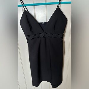 ZARA Ladies XS Little Black Dress Sleeveless Mini Dress Zigzag Cut Out W…